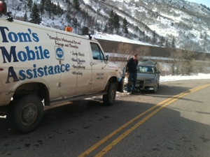 Tom unhooking Audi after extraction